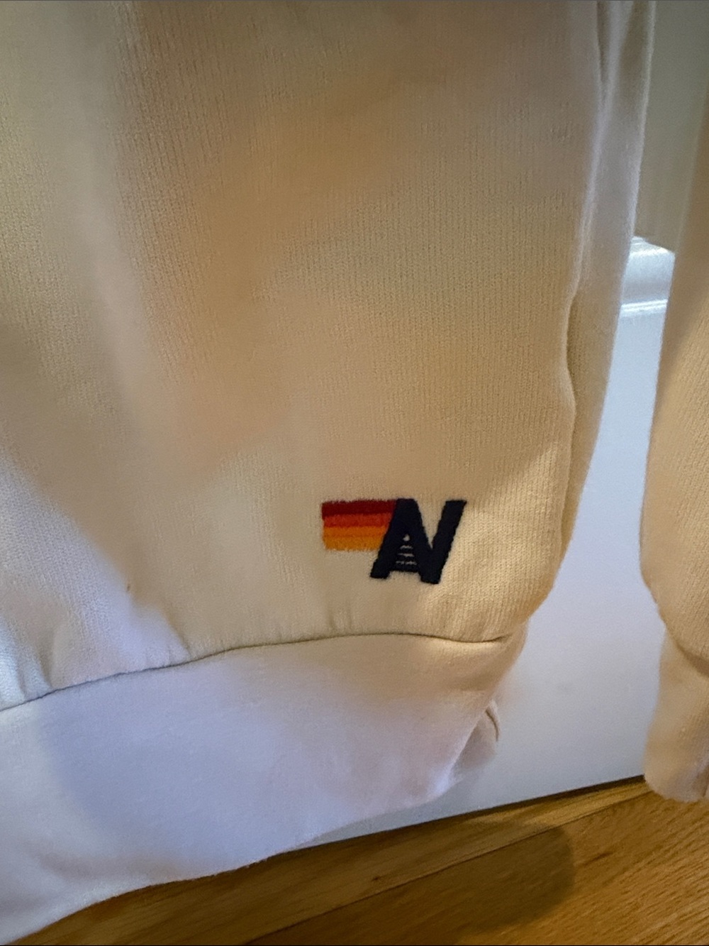 Aviator Nation Cream Crewneck with Blue Gradient Stripes - Picture 2 of 3